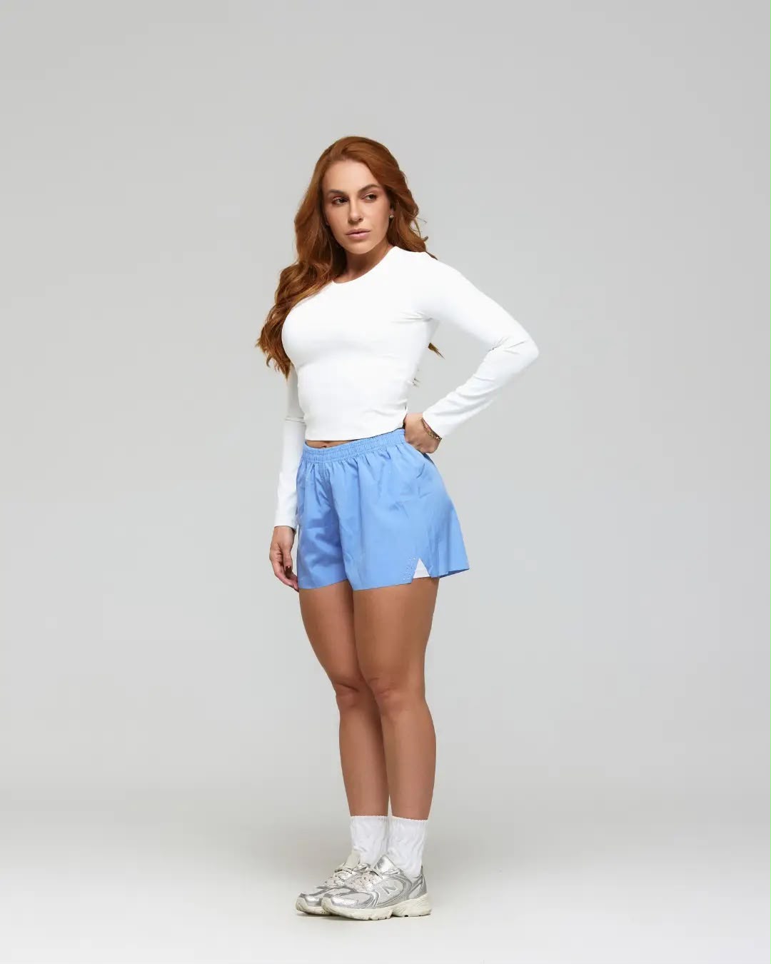 Conjunto Manga Longa branco e azul